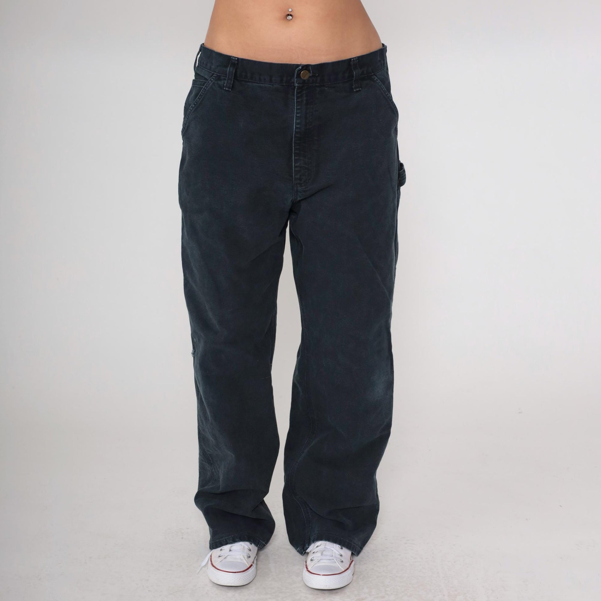 90s Carhartt Black Double Knee Work Pants 38x32 Denim Workwear Large