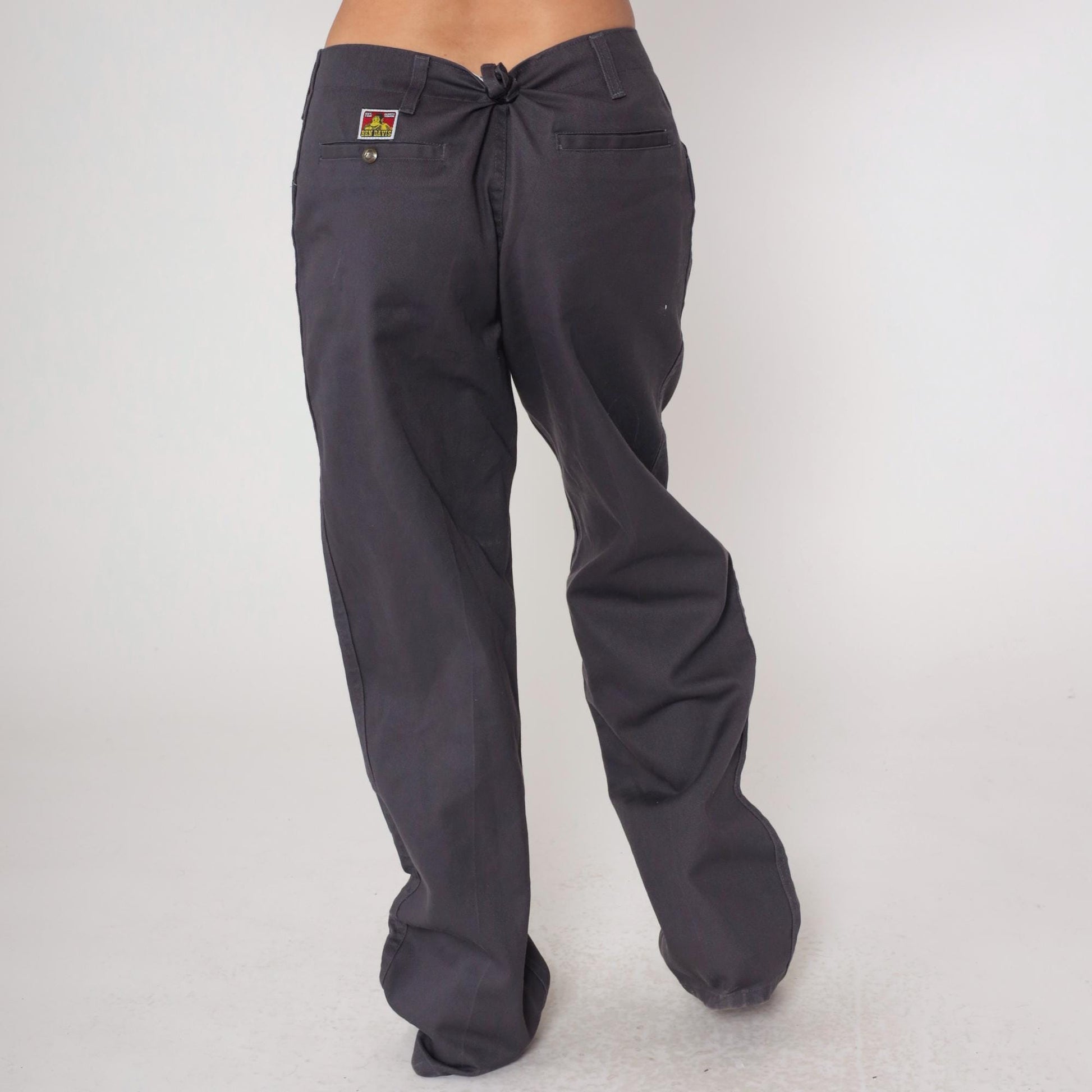 Ben Davis Y2K Charcoal Work Pants Gorilla Logo Straight Leg 36