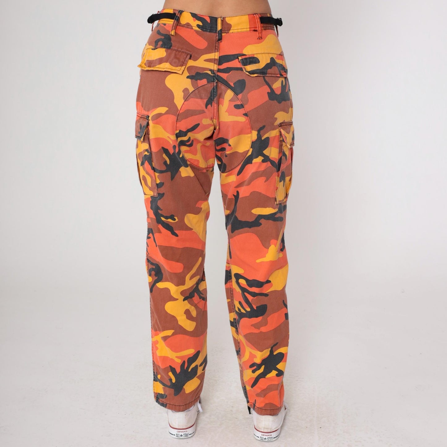 Y2K Orange Camo Cargo Pants Rothco Military Small