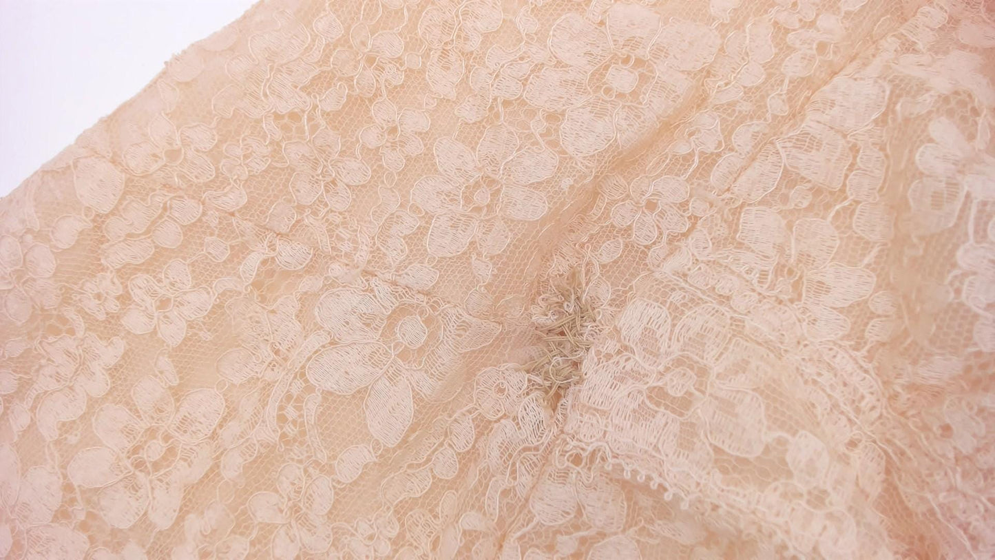 1940s Lace Slip Dress Nude Beige Floral Sheer Underwire Small