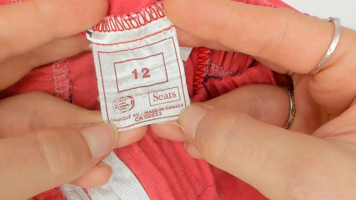 80s Sears Coral Pink Track Pants Capri White Side Stripe Extra Small XS