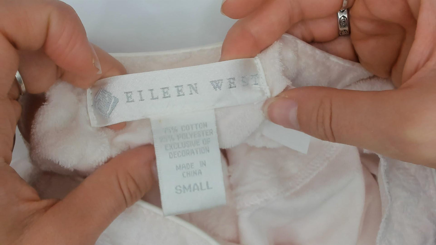 90s Eileen West Blush Pink Cotton Midi Dress Small Pockets