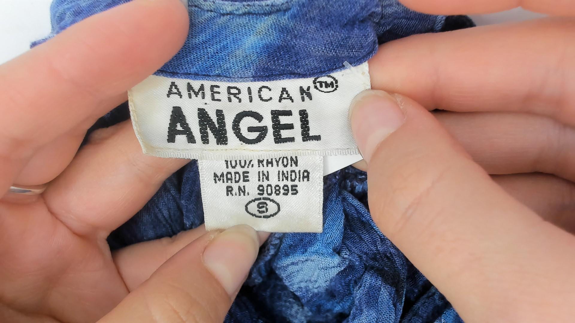 90s American Angel Blue Floral Rayon Mini Dress Keyhole Back Small S
