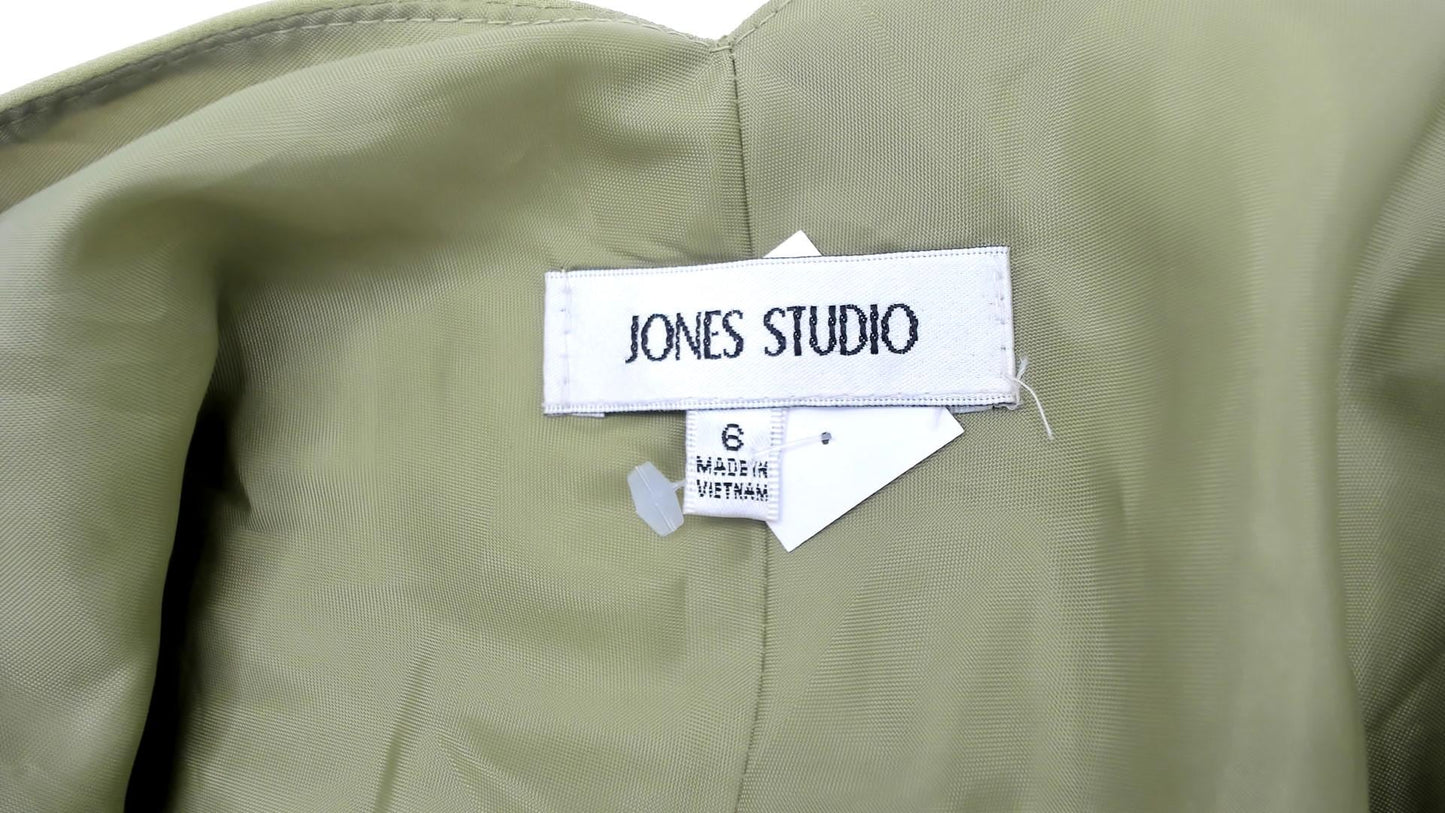 Y2K Green Satin Wrap Midi Dress V-Neck Chiffon Overlay Jones Studio Small