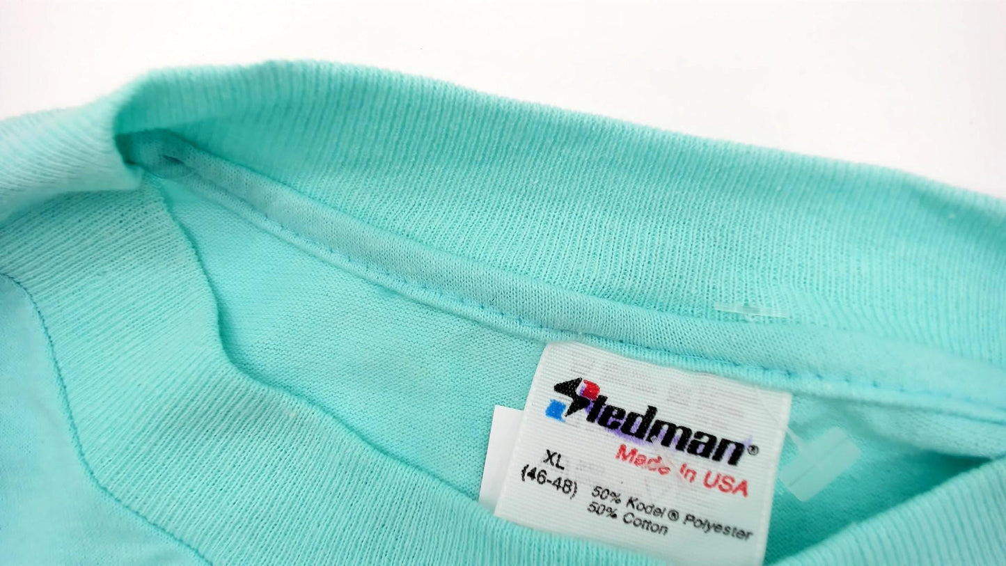 80s McGuire's 5K Run St Patrick's Day Graphic Tee Aqua Blue Extra Large XL