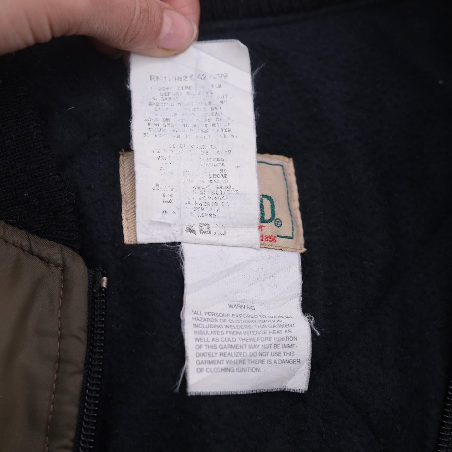 90s RedHead Olive Green Nylon Bomber Jacket Black Rib Trim XL