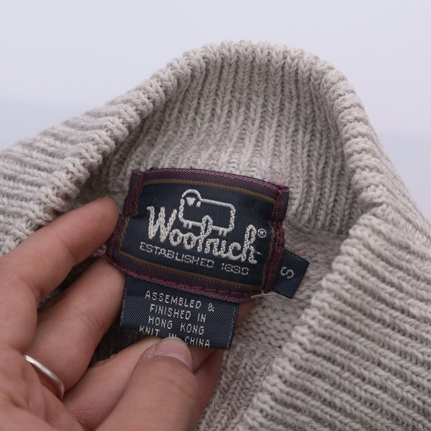 90s Woolrich Alphabet Farm Animal Patchwork Turtleneck Sweater Beige Small S
