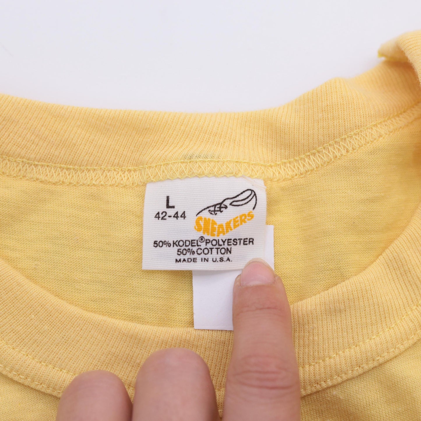 80s Bethesda Maryland Sneakers Graphic Tee Yellow We Do It Better Large