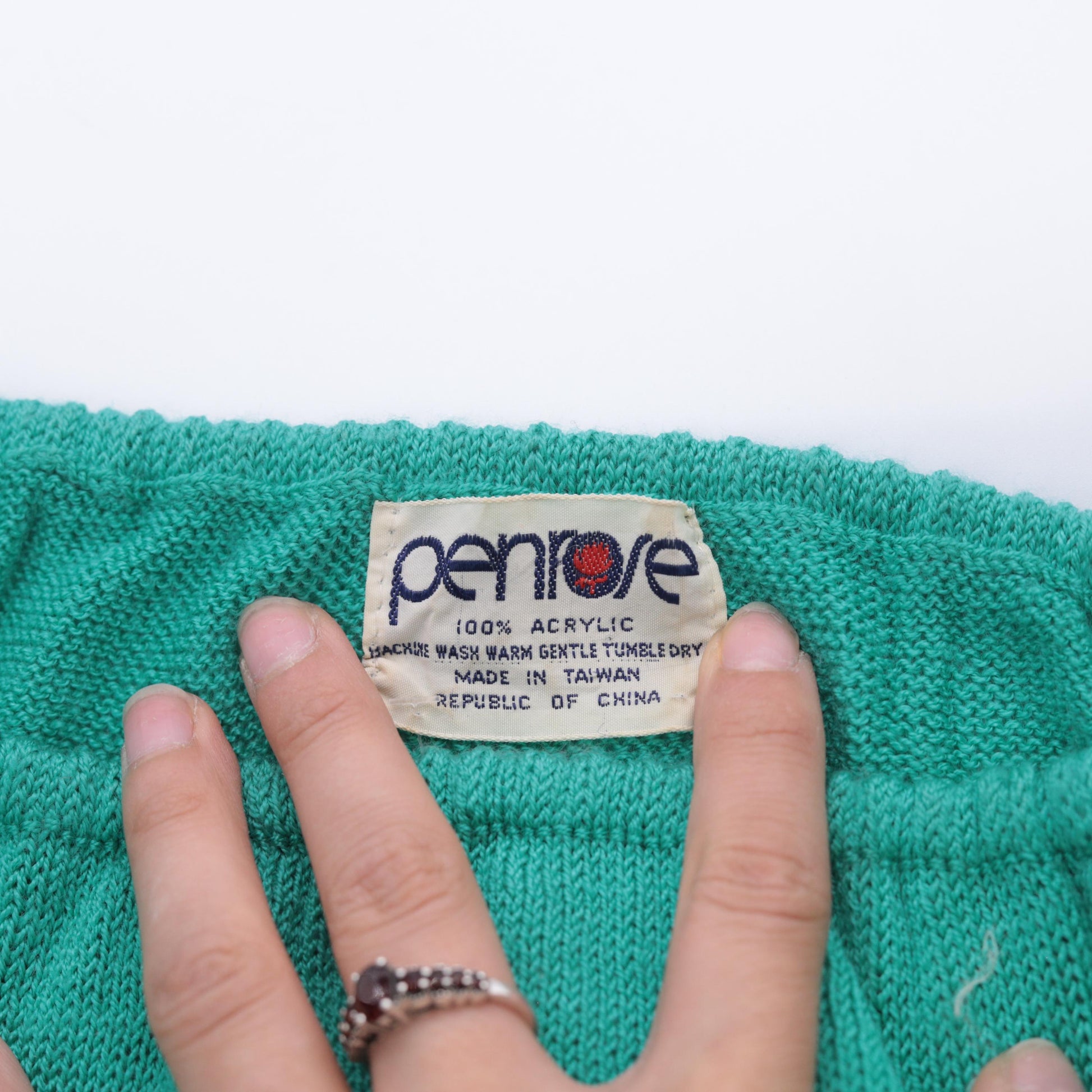 80s Penrose Emerald Green Striped Boat Neck Sweater Cream Small