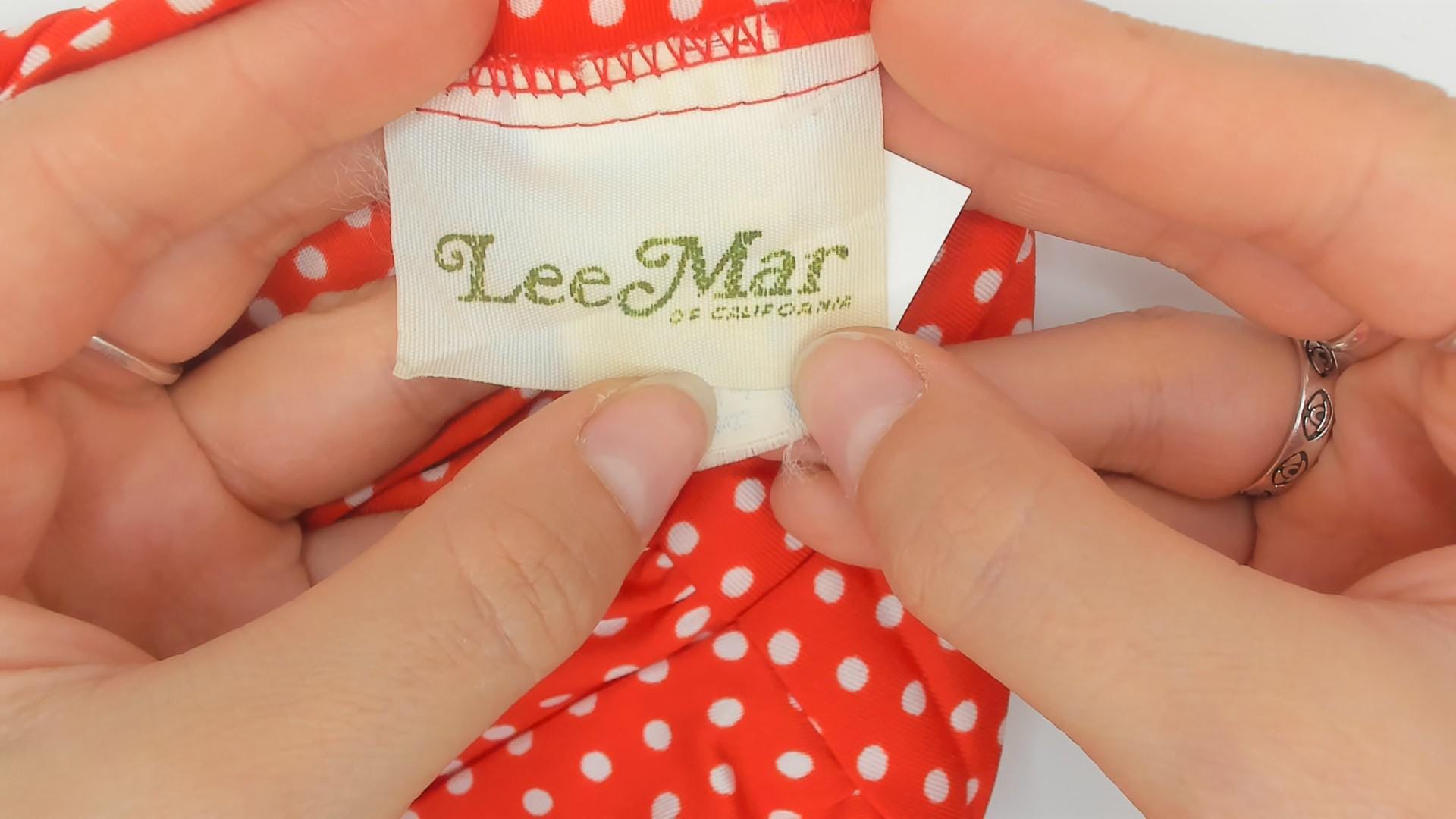 80s Lee Mar of California Red Polka Dot Pussy Bow Blouse Medium