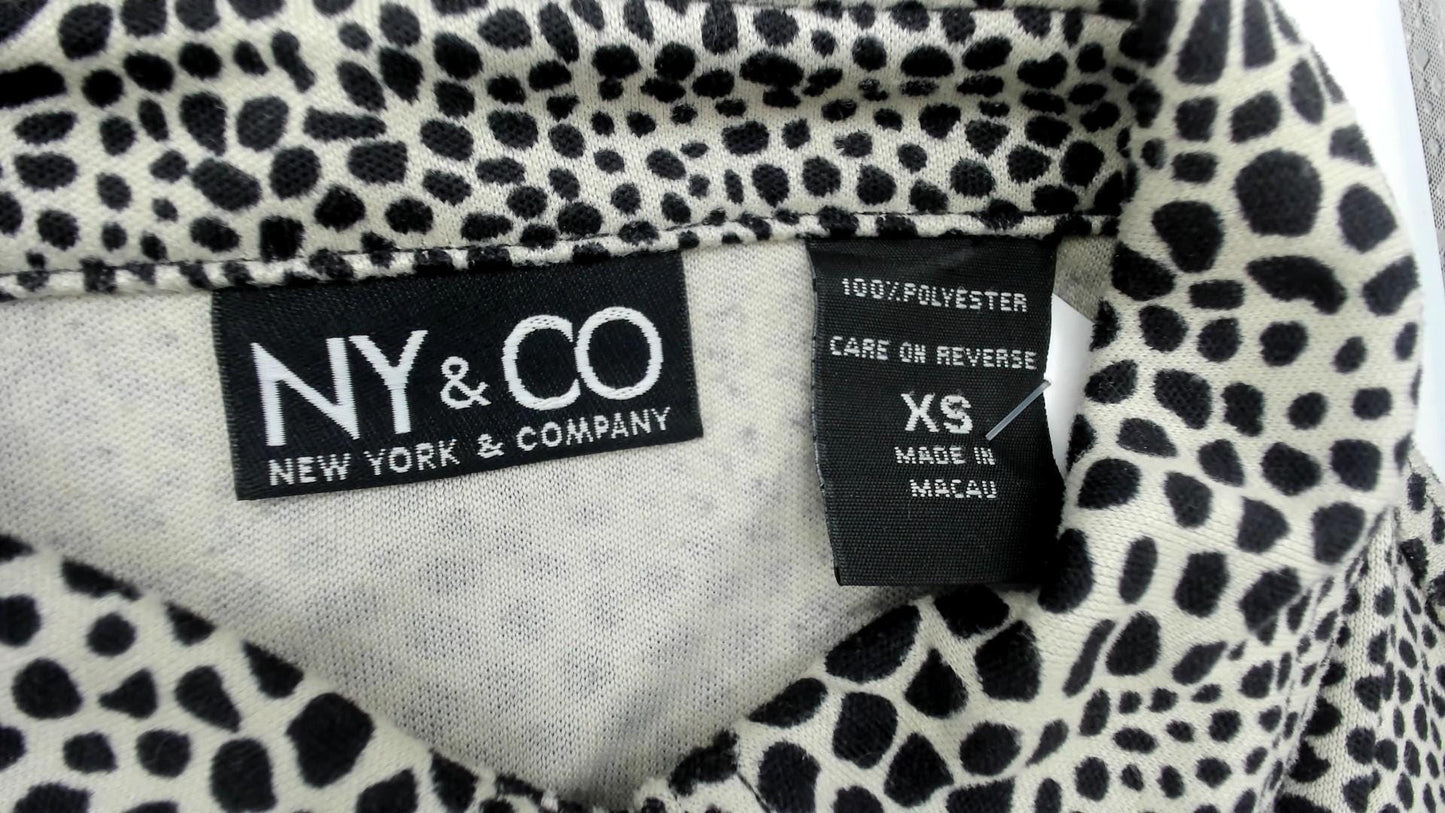 Y2K Alligator Print Button Up Blouse Black White Fitted Long Sleeve Extra Small XS