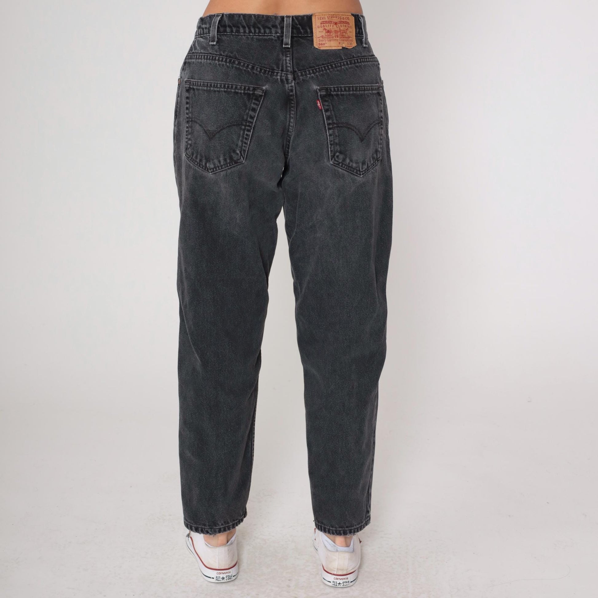 90s Levi's 560 Black Denim Jeans High Waist Relaxed Fit 32x30