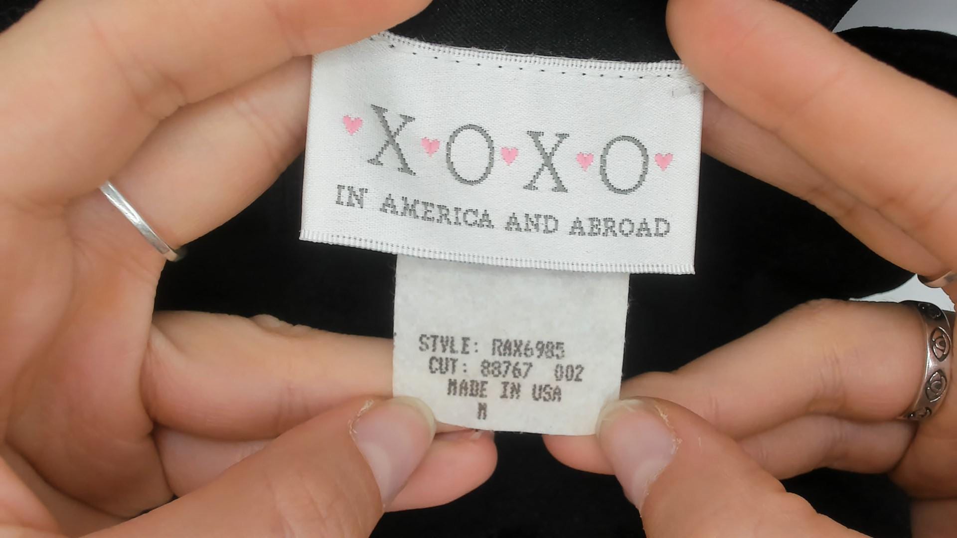90s XOXO Black Jacquard Crop Top Square Neck Sleeveless Medium M