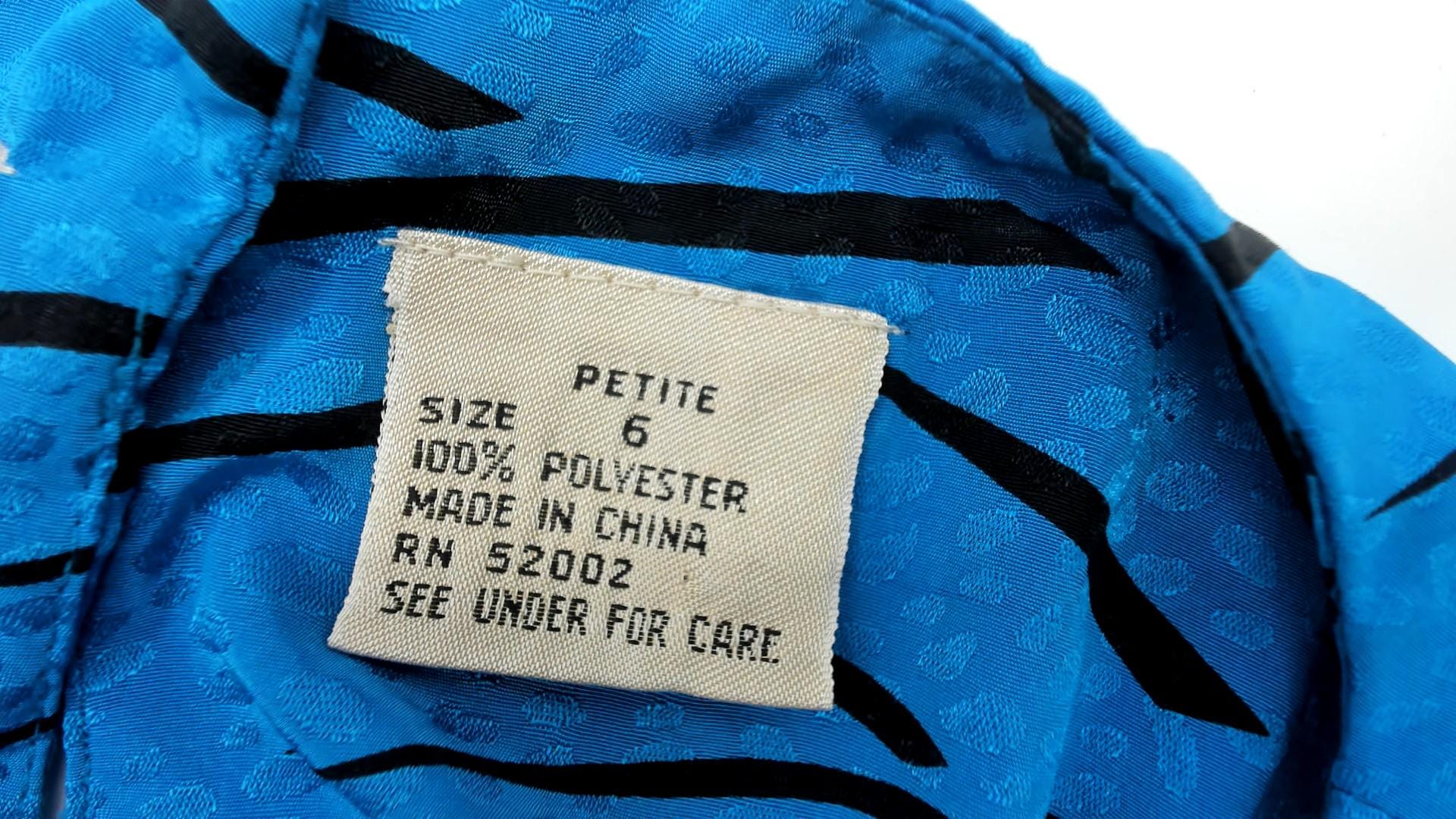 80s Liz Claiborne Turquoise Abstract Print Midi Dress Short Sleeve Small S