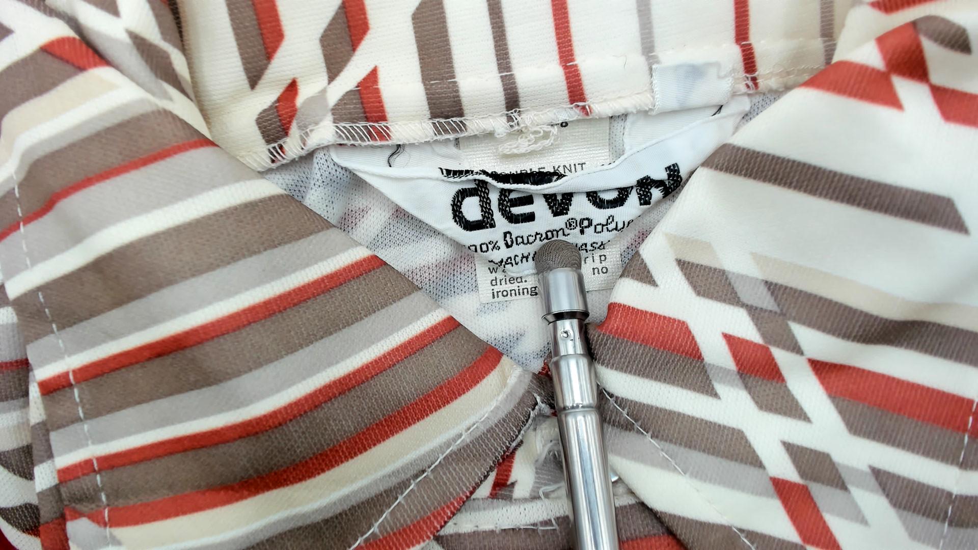 70s Devon Geometric Diagonal Striped Button-Up Shirt Rust Brown Cream Medium