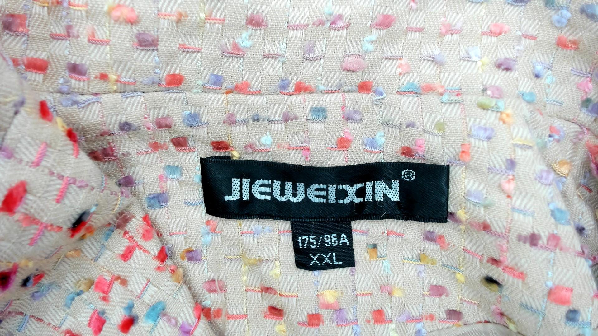 Y2K Leweixin Peach Confetti Blazer Notched Multicolor Textured XXL