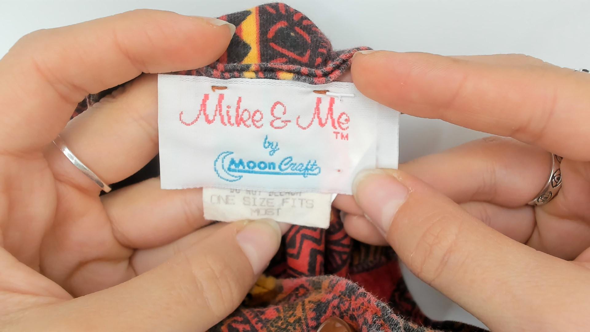 90s Mike & Me Moon Craft Burgundy Geometric Tribal Button Up Blouse One Size