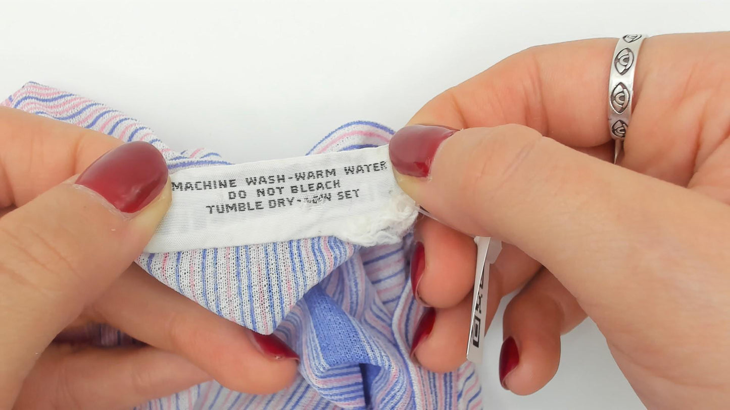 70s Alfred Dunner Striped Pussy Bow Blouse Pink Blue Button Up Small