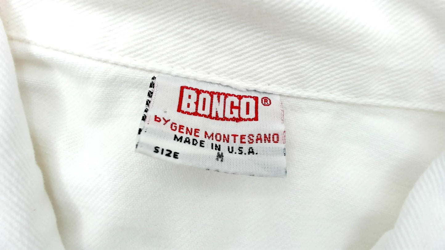 90s Bongo White Denim Crop Jacket Button Up Collar Medium M