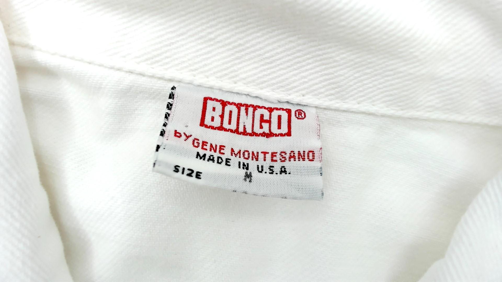 90s Bongo White Denim Crop Jacket Button Up Collar Medium M