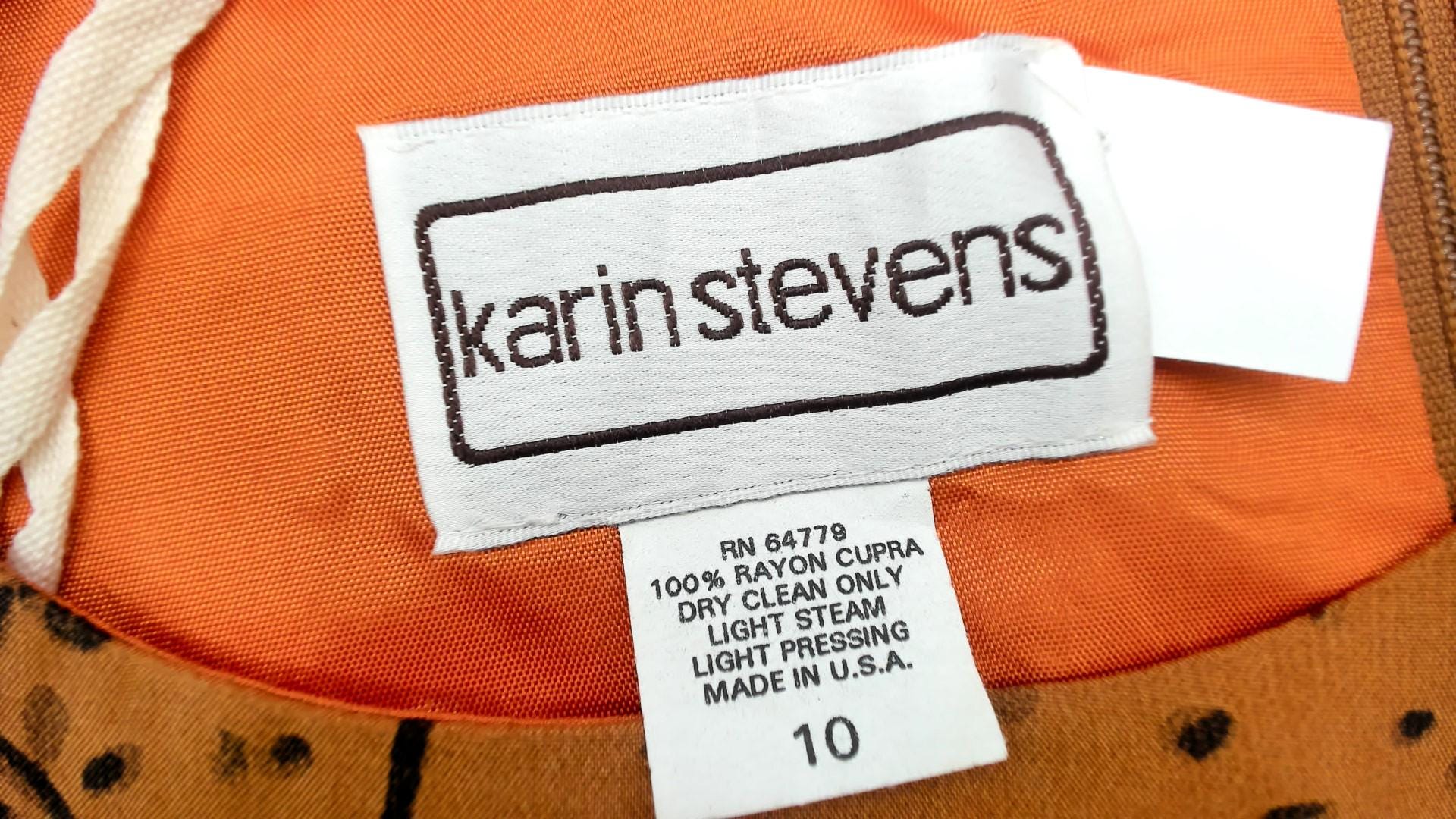 90s Karin Stevens Ombre Maxi Dress Brown Tan Botanical Sleeveless Medium M