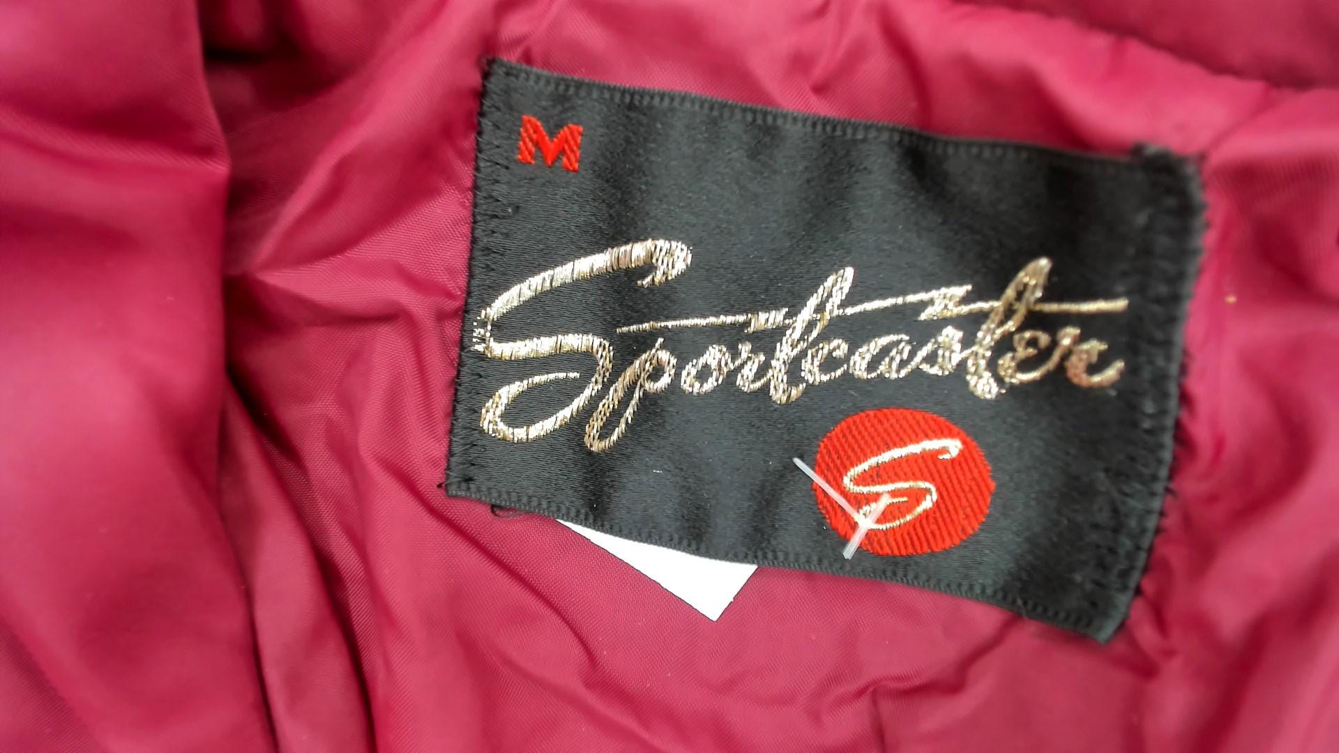 80s Sportscaster Burgundy Nylon Puffer Jacket Snap Front Small