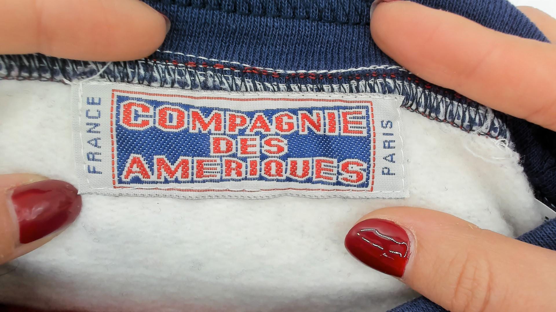 90s Compagnie Des Ameriques Color Block Sweatshirt Red White Navy Large L