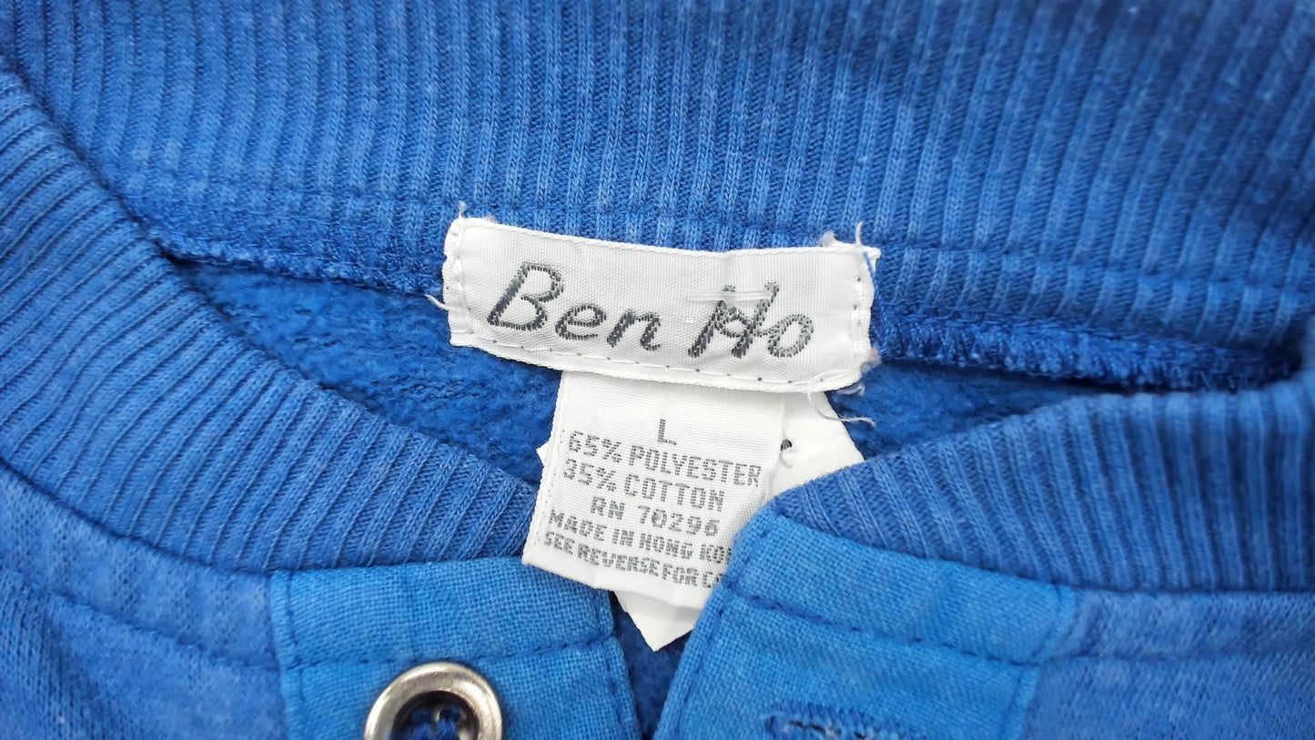 80s Copper Mountain Ski Henley Sweatshirt Blue Color Block Large L
