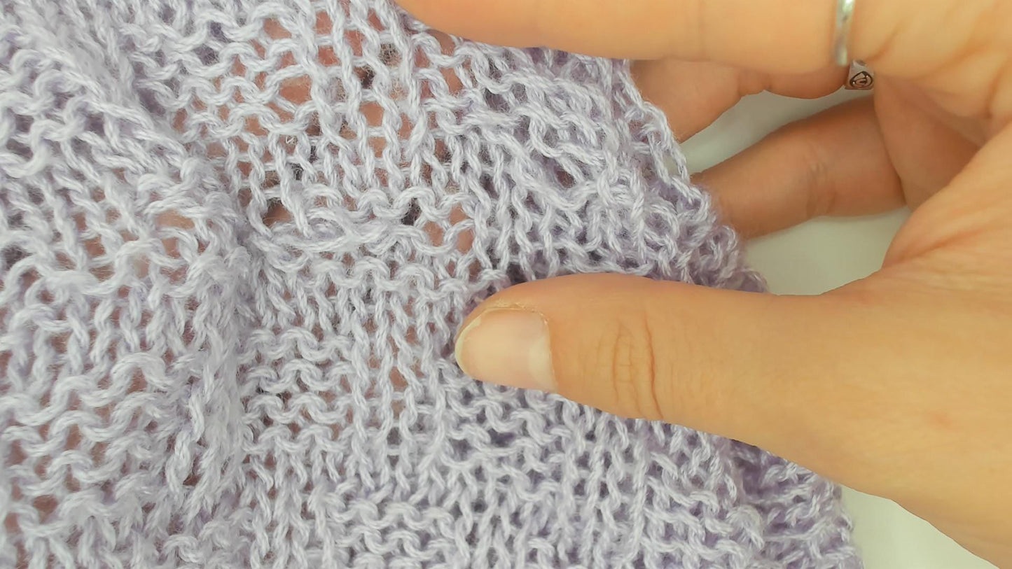 80s Lavender Knit Sweater Loose Weave Crew Neck Pullover Medium M
