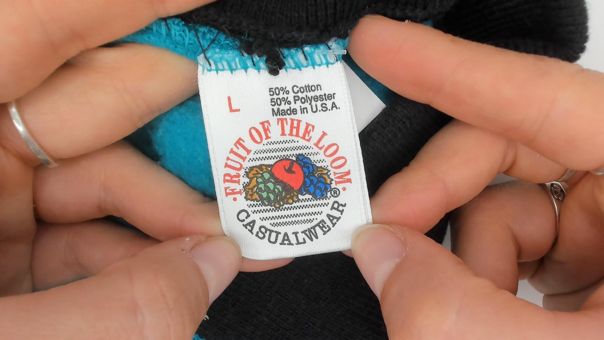 90s Southwestern Collared Sweatshirt Turquoise Native American Applique Large L