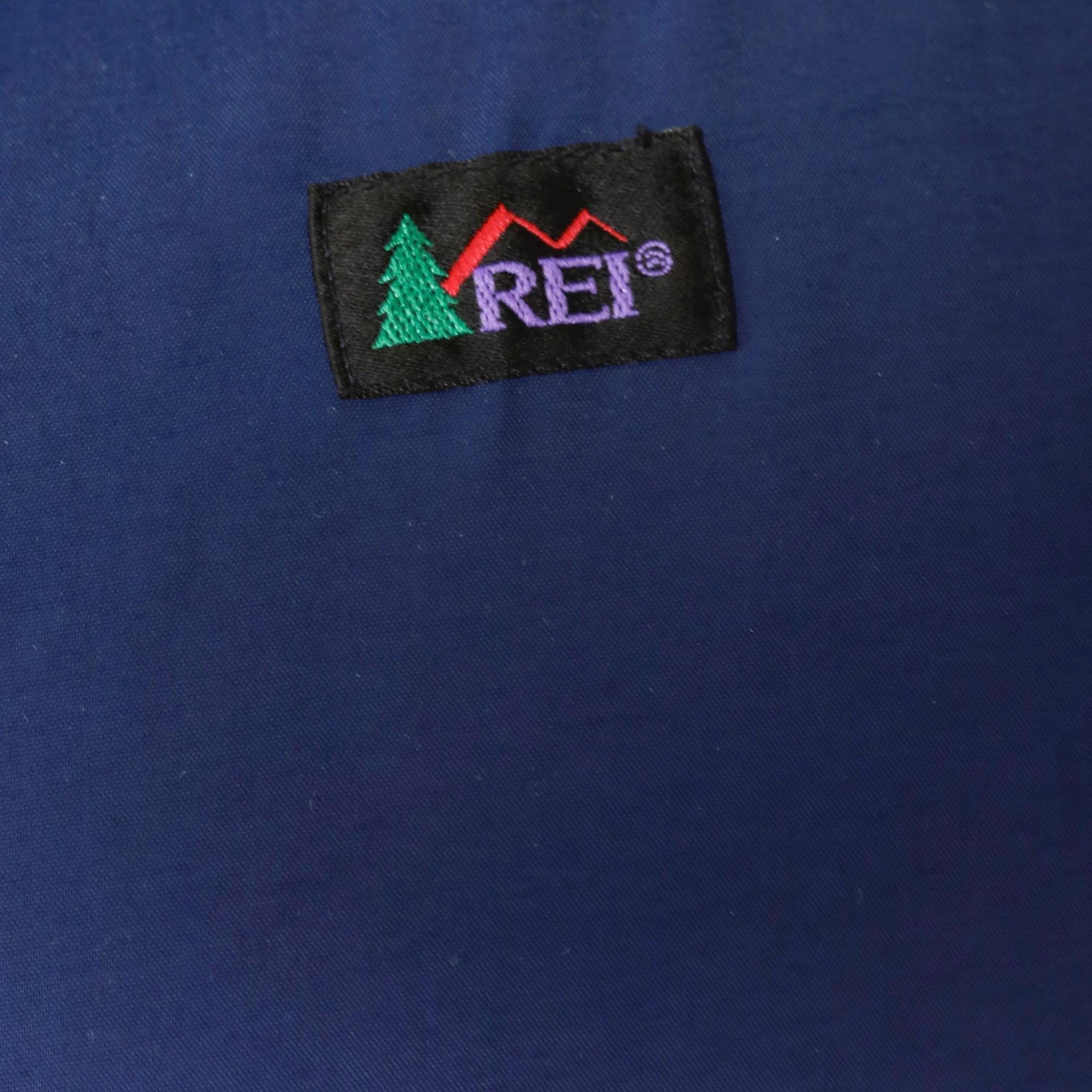 Y2K REI Goose Down Puffer Jacket Navy Teal Colorblock Hooded Extra Large XL