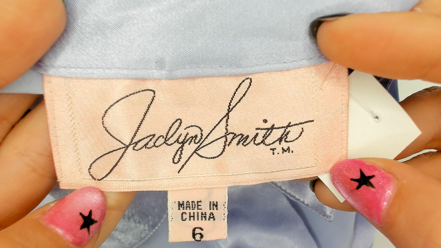 Y2K Jacklyn Smith Periwinkle Blouse Satin Panel Button Front Small