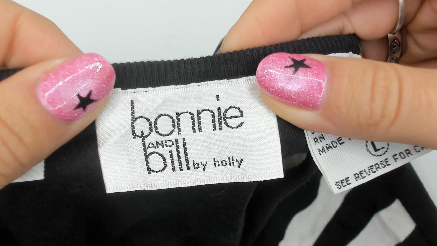 90s Bonnie and Bill Colorblock Sweatshirt Geometric Studs Black Blue Yellow Large