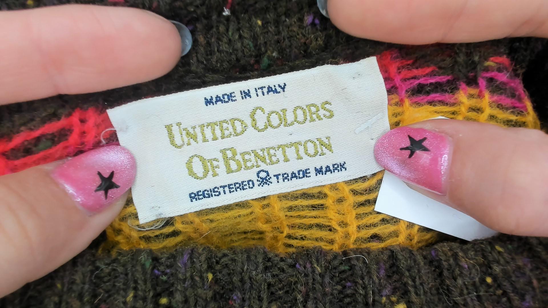 90s United Colors of Benetton Southwestern Sweater Mock Neck Wool Blend Medium M