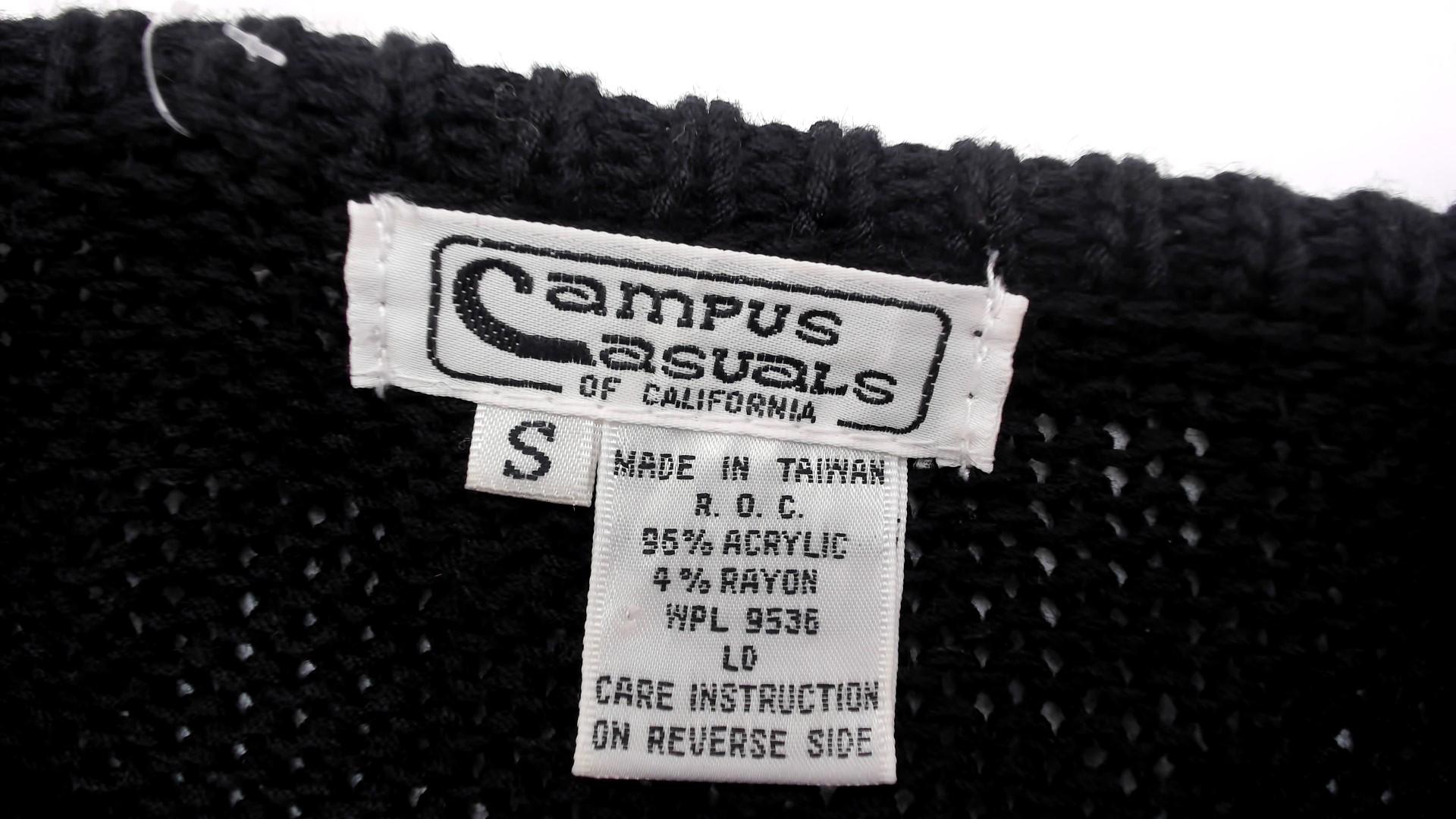 90s Campus Casuals Knit Top Black White Striped Crew Pullover Small S