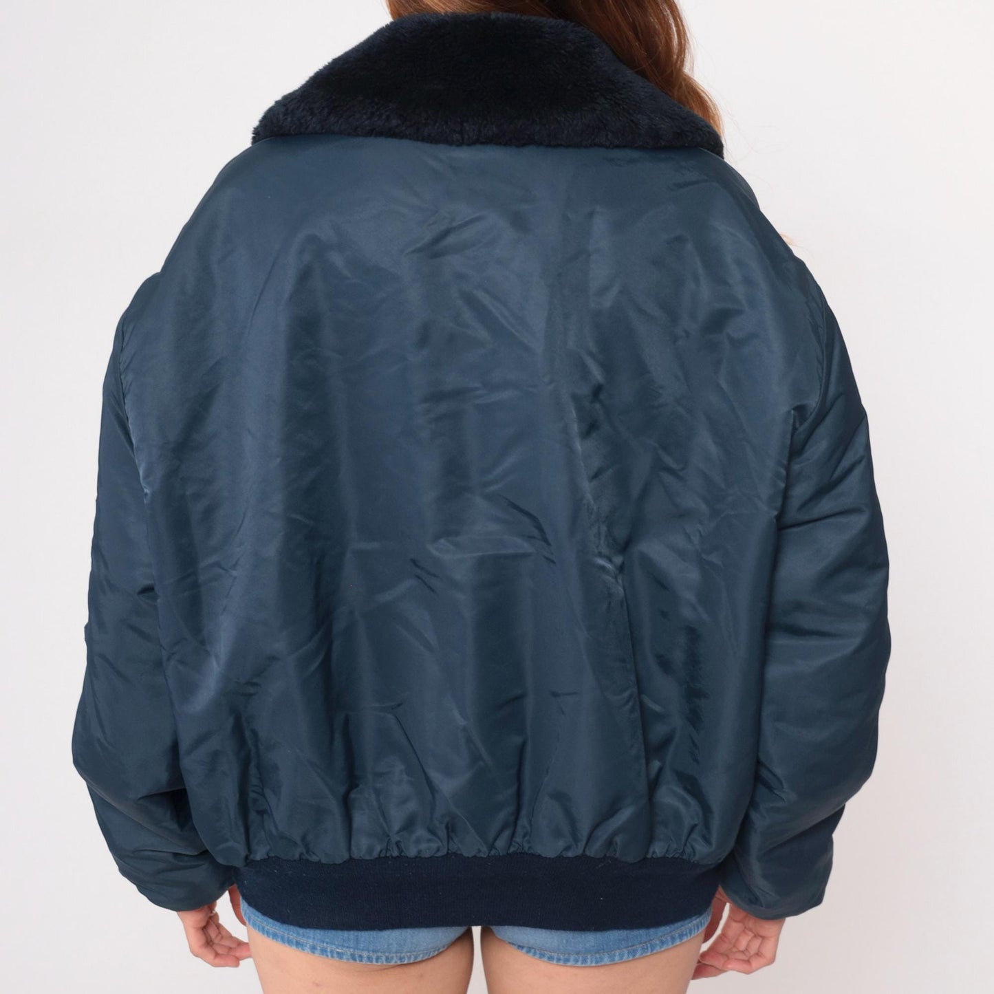 80s Navy Bomber Jacket Oil Well Service Embroidered Ken Patch XXL