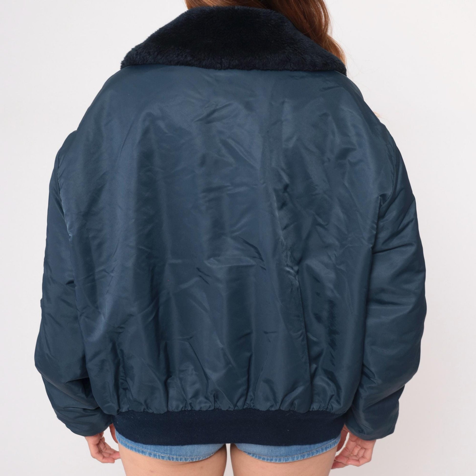 80s Navy Bomber Jacket Oil Well Service Embroidered Ken Patch XXL