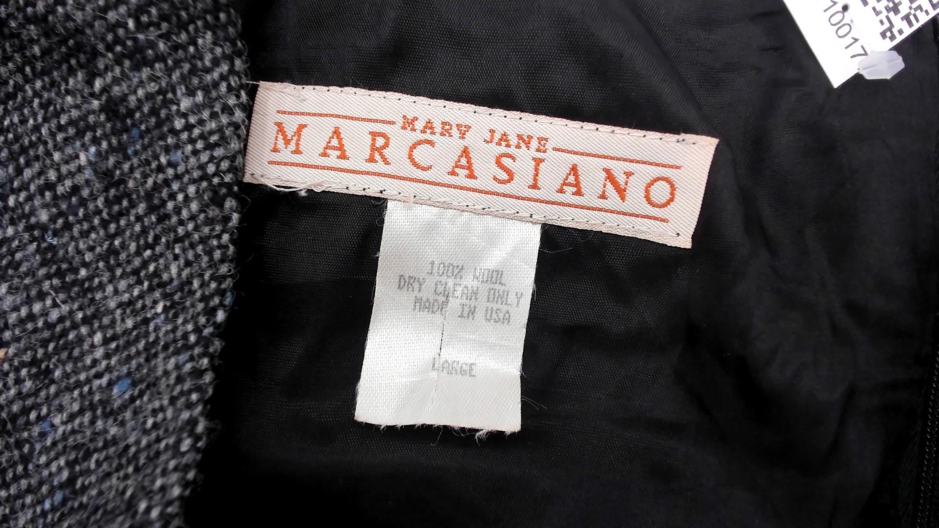 90s Mary Jane Marcasiano Wool Mini Dress Charcoal Sleeveless Medium