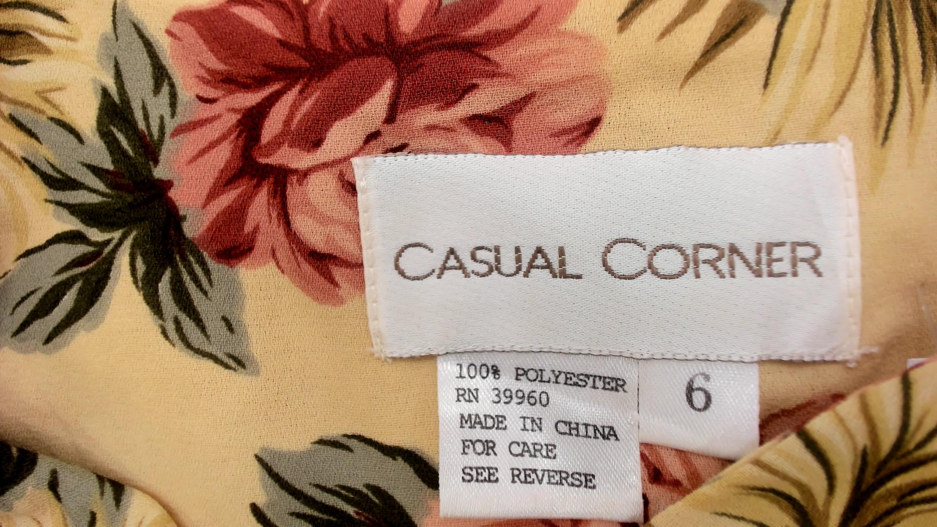 90s Yellow Floral Maxi Dress Pink Roses V-Neck Short Sleeve Medium