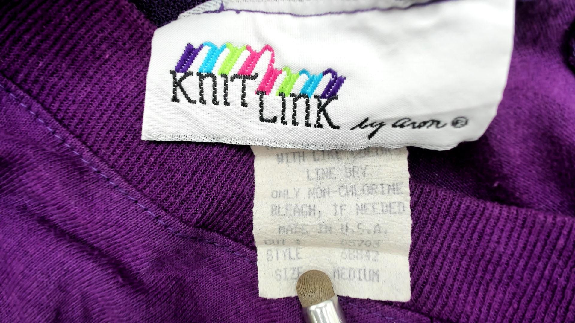 90s Purple Jumpsuit Cotton Raglan Crew Neck Tapered Ankle Medium M