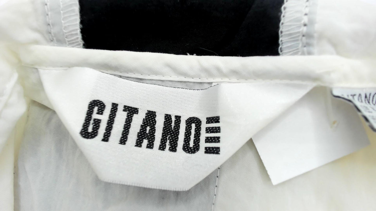 90s Techno Sport White Nylon Windbreaker Hooded Jacket Black Trim Small S