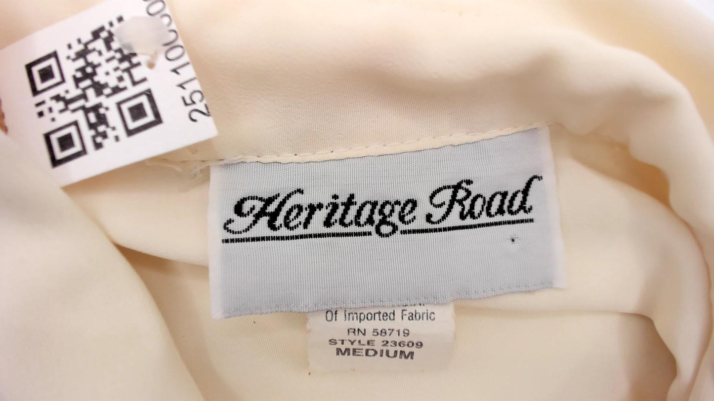 90s Heritage Road White Shirt Short Sleeve Pointed Collar Chest Pocket Medium
