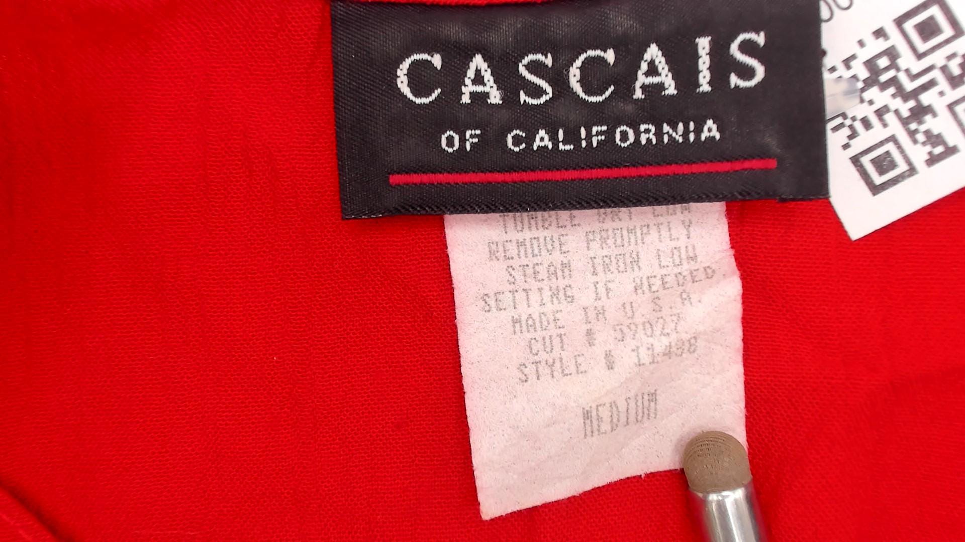 90s Cascais Floral Color Block Blouse Red Black Abstract Flowers V Neck Medium