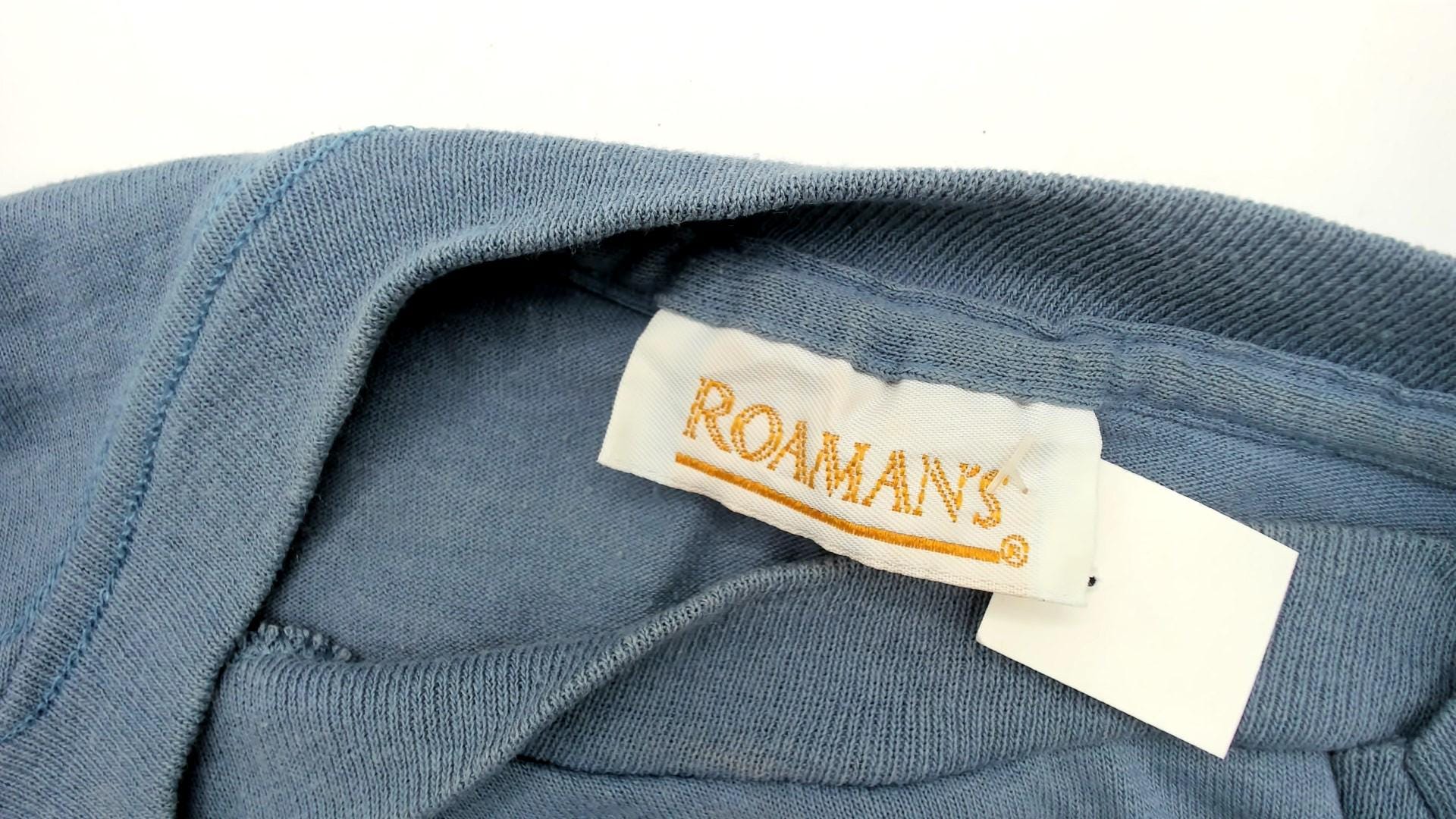 90s Roamans Slate Blue Long Sleeve Work Shirt Chest Pocket Tunic Extra Large XL