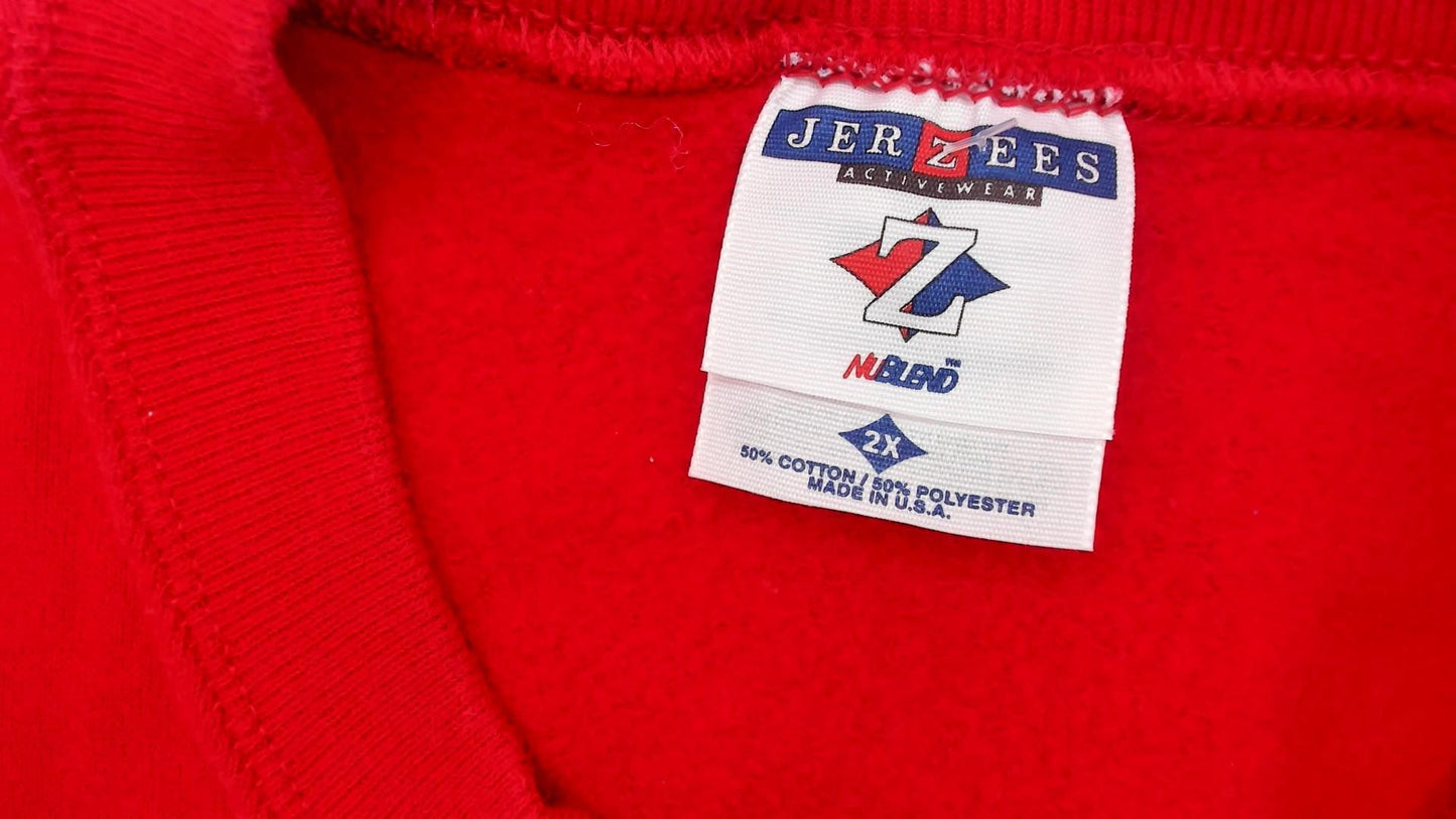 90s Jerzees Red Sweatshirt Plus Size XXL Crew Neck Cotton Pullover