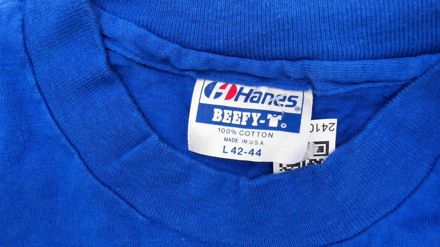 90s Hot Air Balloon Graphic T-Shirt Royal Blue Albuquerque Holiday Bowl Large