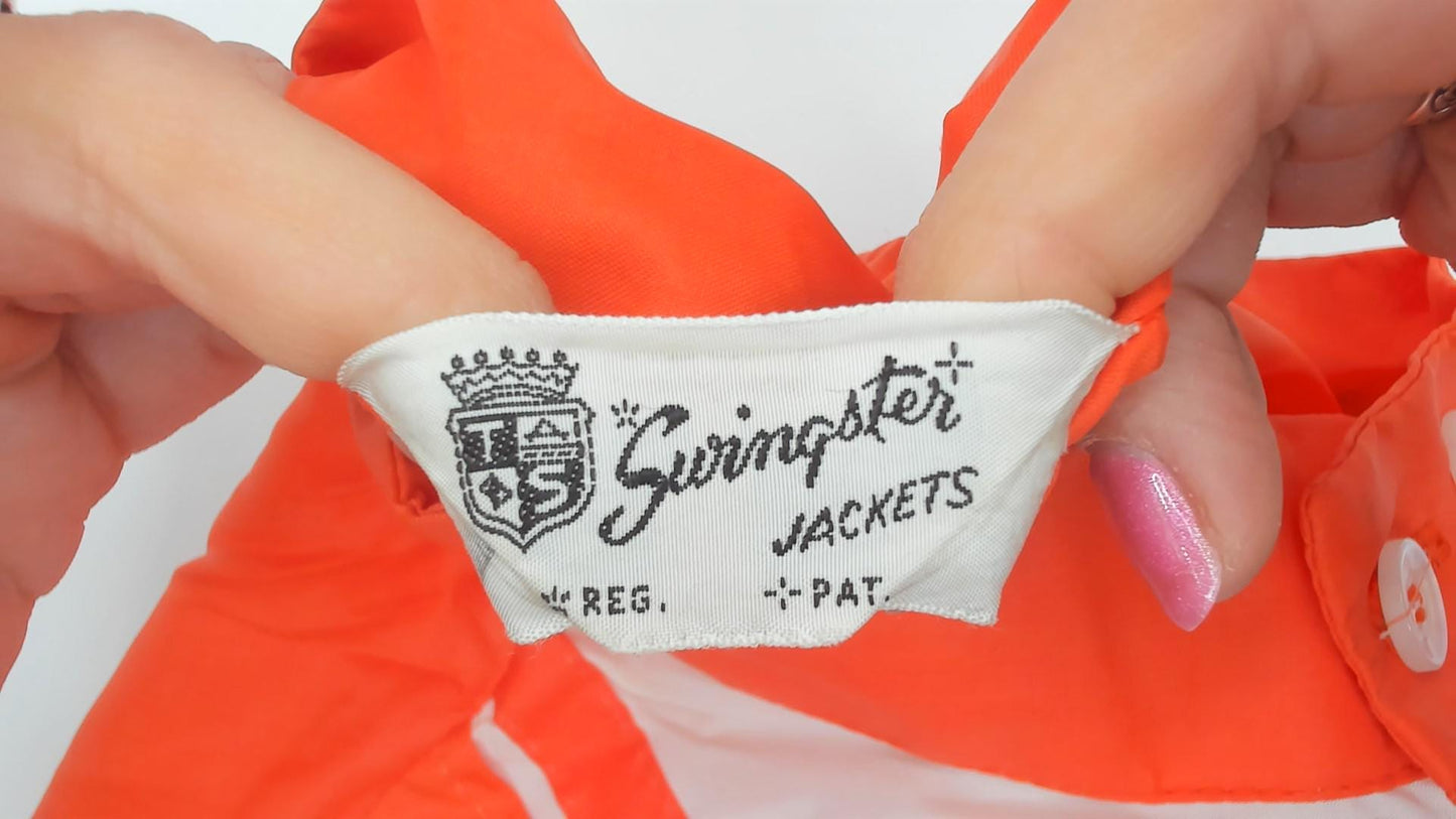 70s Swingster Orange Windbreaker Jacket Racing Stripes Medium