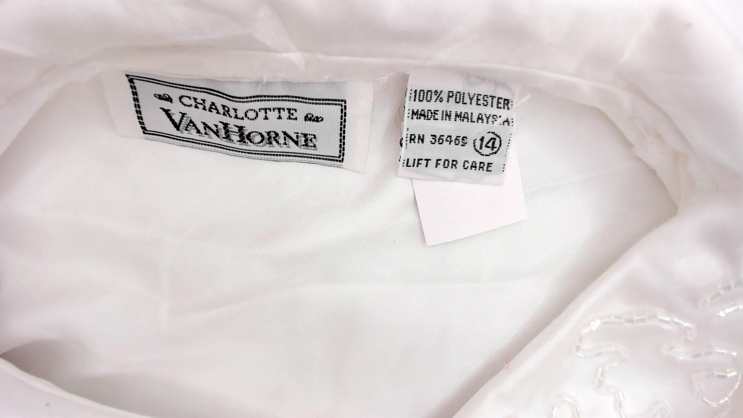 90s Charlotte van Horne White Peter Pan Collar Blouse Long Sleeve Large L