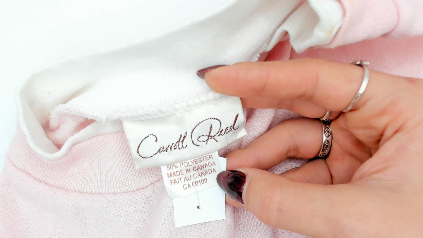 90s Caroll Reed Pink Sweatshirt Bird Garden Cottage Graphic Crew Medium M