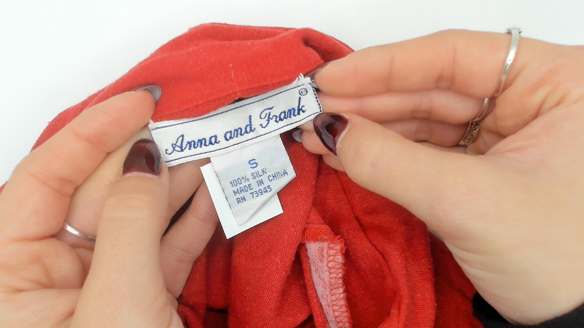 Y2K Anna and Frank Silk Safari Shirt Red Camp Collar Button Front Small S